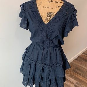 Navy blue Chelsea and violet mid dress
